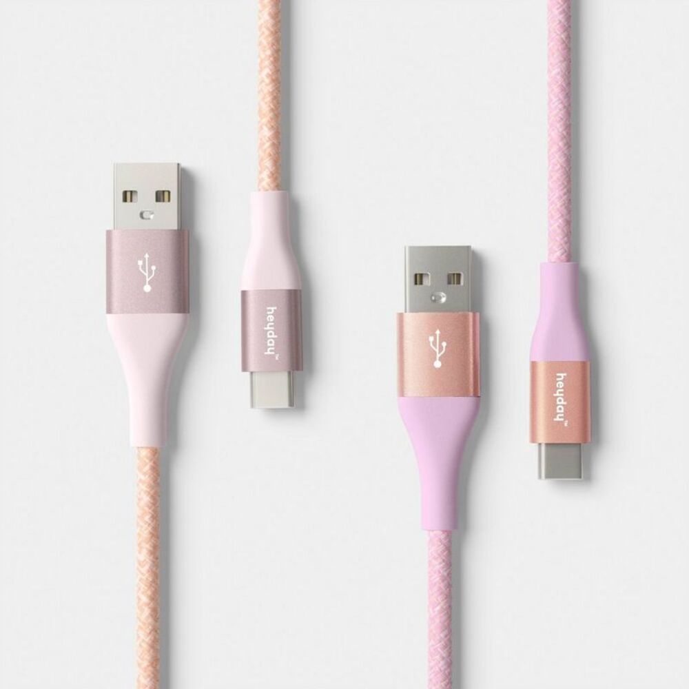 Heyday - 10ft USB-A to USB-C Braided Cable 2pk - heyday Bri Pink
